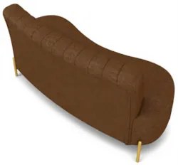 Sofá 2 Lugares 135cm Pés Aço Dourado Tamar Sintético Marrom Z08 - Mpoz