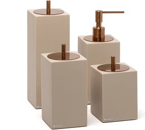 Conjunto Banheiro 4 Pçs Resina Macadâmia Fosco - Red Gold Red Gold