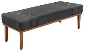 Recamier Decorativo 90cm Kors Suede Pés de Madeira Cinza G63 - Gran Belo