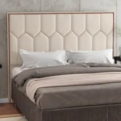 Cabeceira Cama Box Casal Queen 160cm Órion Z37 Linho Bege Cru - Mpozen
