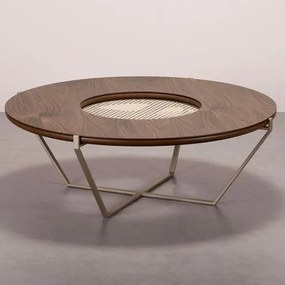 Mesa Centro Lira Nogueira Base Fendi Telha Palha - 78159 Sun House