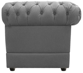 Kit Poltrona e Namoradeira Chesterfield Ana Suede Cinza - ADJ Decor