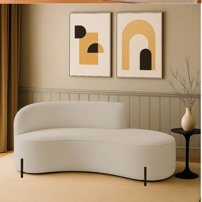 Sofá 3 Lugares Orgânico 180cm Pé Preto Morgan Veludo/Cotelê - Bege