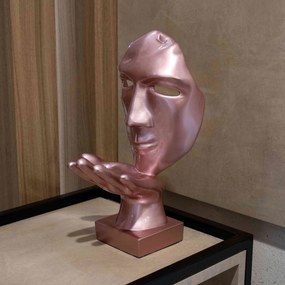 Máscara Sopro Decorativa Rosa Fosco Em Cerâmica 35x16x20 Cm - D'Rossi