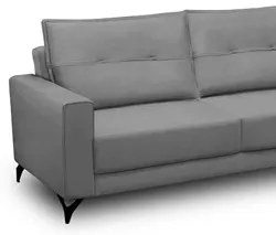 Sofá 4 Lugares com Chaise Direito 265cm Soreh F05 Veludo Prata - Mpoze