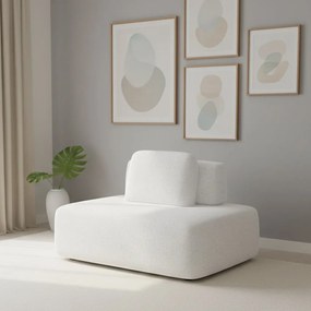 Sofá Módulo Central 140cm Orgânico Sala Berlim Bouclê K01 - D'Rossi - Off White