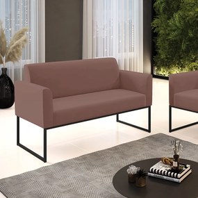 Sofá Namoradeira Base Industrial Preto Marisa Veludo D03 - D'Rossi - Rose