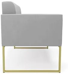 Sofá Namoradeira Base Industrial Dourado Ana Suede Cinza - Ibiza