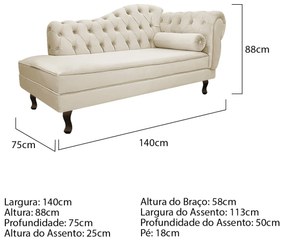 Kit Diva Recamier Diana 140cm Lado Esquerdo e 02 Poltronas Classic Suede - ADJ Decor