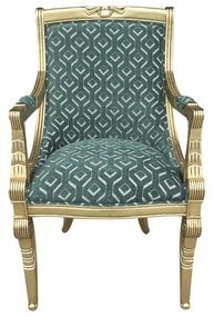 Cadeira com Braço Napoleão Entalhada Madeira Maciça Design de Luxo Peça Artesanal