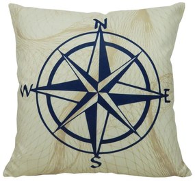 Almofada Marine Tons Amarelo com Azul 45x45cm - Rosa dos Ventos - Com Enchimento