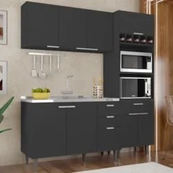 Armário de Cozinha CP02 Com Pia 120cm Pérola Z34 Preto - Mpozenat