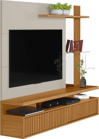 Painel Decorativo Otawa MDP/MDF Porta Ripada TV até 60 Polegadas Nature/Off White G77 - Gran Belo