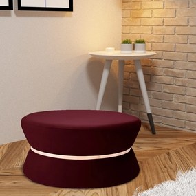 Puff Decorativo Sala de Estar 95cm Dhaka Veludo Vinho G15 - Gran Belo