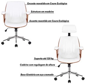 Kit 4 Cadeiras de Escritório Juliette Diretor e 1 Presidente Giratórias Branca G24 - Gran Belo