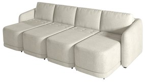 Sofá Cama Modulado Retrátil e Reclinável Decorativo Varsóvia 436cm Bouclê Bege G33 - Gran Belo