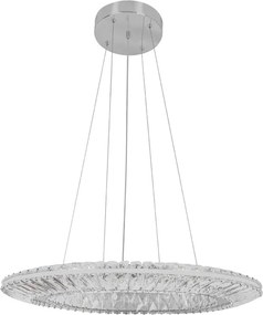 Pendente Led Cristal K9 E Metal Cromado 37W 3000K Glaces