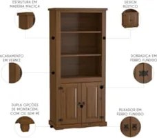 Estante Livreiro Madeira Maciça 2 Portas Henry Imbuia Fosco Z25 - Mpoz