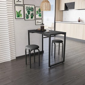 Mesa Multiuso Porto Preto 90cm com 02 Banquetas Manu Corino Preto - D'Rossi