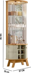 Cristaleira de Vidro com Led 67cm Sala de Jantar Ravion M20 - D'Rossi - Cumaru e Opala