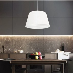 Lustre Pendente Cone Md-4021 Cúpula em Tecido 21/40x30cm Branco - Bivolt