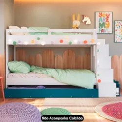 Treliche Infantil Com Escada e Nichos Infix C06 Branco/Azul - Mpozenat