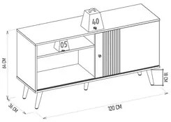 Rack Bancada de TV 50 Polegadas Rebu L06 Nature/Off White - Mpozenato