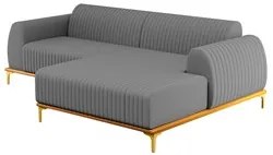 Sofá 265cm 4 Lugares com Chaise Direito Pés Gold Molino C-416 Linho Ci