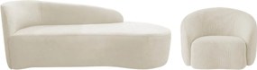 Kit Divã Recamier Orgânico França 160cm Lado Direito e Poltrona Amore Bouclé