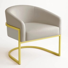 Poltrona Sala Decorativa Industrial Dourada Arielle Veludo D03 - D'Rossi - Cinza