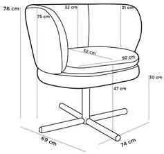 Kit 2 Poltronas Decorativas Melissa Base Xis Giratória Veludo C-262 Te