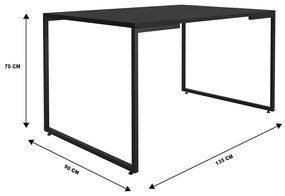 Mesa Para Computador Escrivaninha Industrial Porto 135cm Preto - D'Rossi