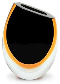 Vasinho 96 Bicolor Preto com Âmbar Murano Cristais Cadoro
