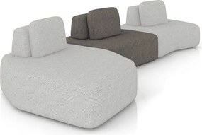 Sofá 3 Lugares Orgânico com Chaise e 2 Módulos Berlim Bouclê Cinza Claro/Grafite K01 - D'Rossi