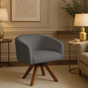 Poltrona Sala Base Giratória Madeira Arielle Bouclê Grafite D03 - D'Rossi