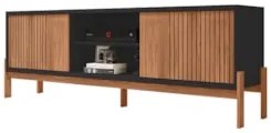 Rack Para Sala Bancada de TV 72 Pol Ripado 184cm Tannen Freijó/Preto -