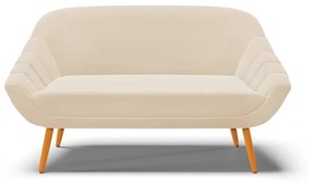 Kit 01 Namoradeira 02 Lugares e 01 Poltrona Giovana Suede Bege Pés Palito Castanho - Indo Decorar