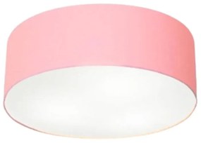 Plafon Cilíndrico Md-3005 Cúpula em Tecido 40x12cm Rosa Bebê - Bivolt