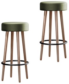 Kit 02 Banquetas Redondas Líbia Corano Verde - D'Rossi