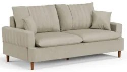 Sofá Living 3 Lugares 200cm com Almofadas Veras D05 Linho Bege - Mpoze