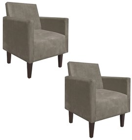 KIT 02 POLTRONAS JADE SUEDE MARROM RATO