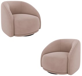 Kit 2 Poltronas Decorativas Jenny Base Giratória em Metal Preto Veludo Rosê G45 - Gran Belo