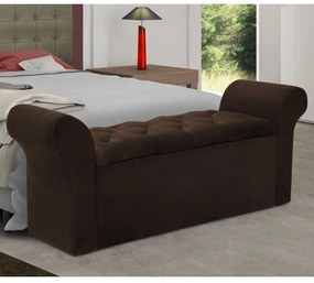 Recamier Calçadeira Baú Miami Suede Marrom Chocolate - Simbal - Marrom