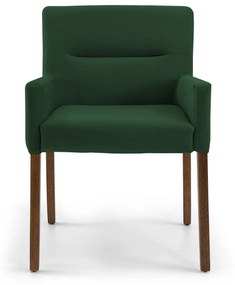 Poltrona Decorativa Sala de Estar Pés Madeira Vicenza Veludo Verde G15 - Gran Belo