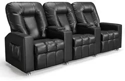 Poltrona Reclinável Para Cinema 3 Lugares Praddo FH9 PU Preto - Mpozen