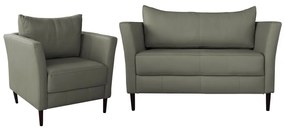 Conjunto Sofá 2 Lugares com Poltrona Pés Palito Lubbock Couro Fendi G58 - Gran Belo