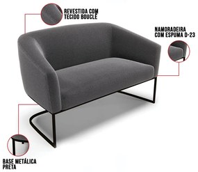 Namoradeira e 2 Poltronas Industrial Preto Stella Bouclê D03 - D'Rossi - Grafite