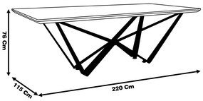 Mesa de Jantar Base de Ferro Shaman 220cm Castanho Oregon G04 - Gran Belo