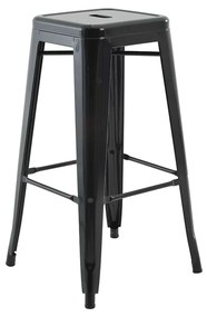 Banqueta de Cozinha Alta Industrial em Aço Kit4  Iron Preto R02 - D'Rossi
