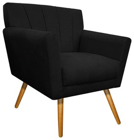Poltrona Laura Pés Palito Mel Suede Preto - ADJ Decor